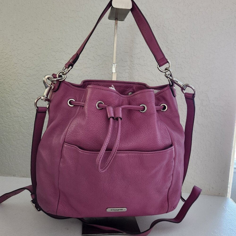 Coach Avery Purple Leather Shoulder Bag Handbag